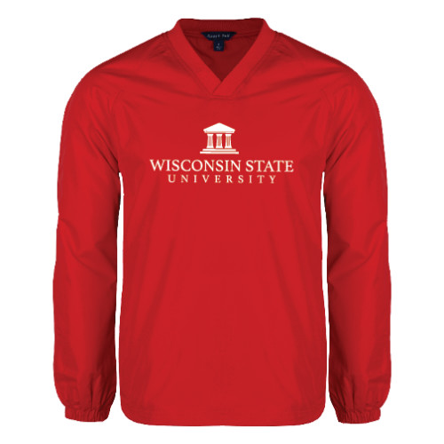 Red V Neck Raglan Windshirt-University Mark