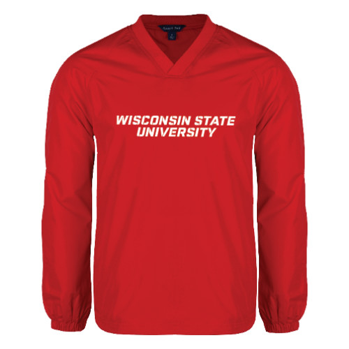 Red V Neck Raglan Windshirt-Athletic Wordmark