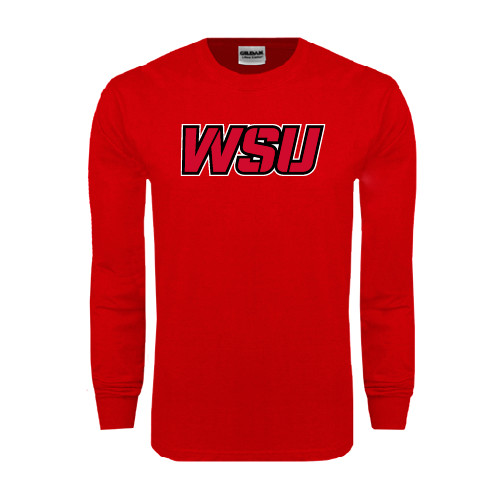 Red Long Sleeve T Shirt-WSU