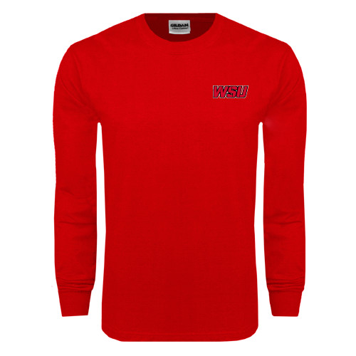 Red Long Sleeve T Shirt-WSU