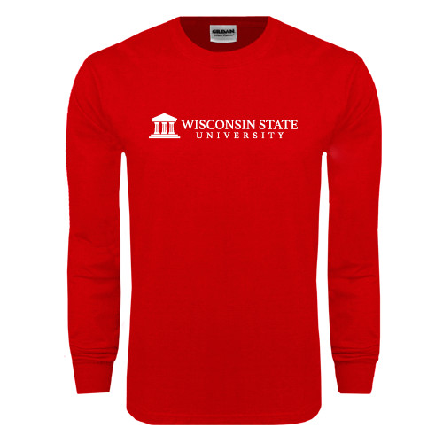 Red Long Sleeve T Shirt-University Wordmark