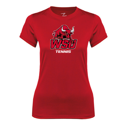 Womens Red Performance Tee-Tennis