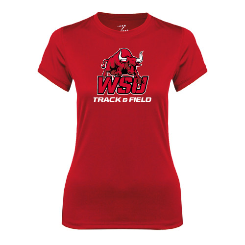 Womens Red Performance Tee-Track and Field