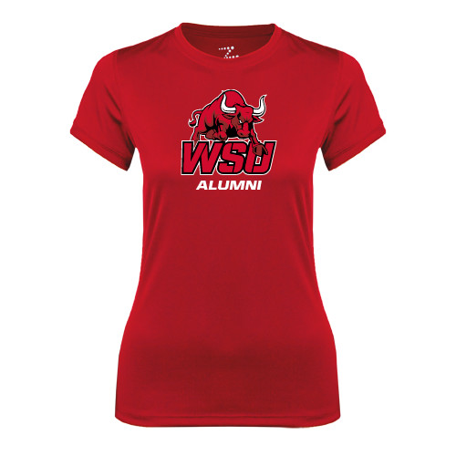 Womens Red Performance Tee-Alumni
