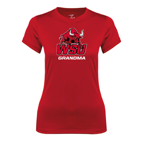 Womens Red Performance Tee-Grandma