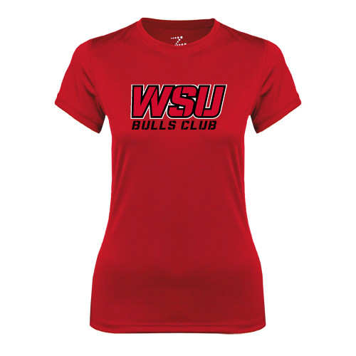 Womens Red Performance Tee-Bulls Club