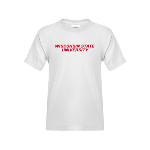 Youth White T Shirt-Athletic Wordmark