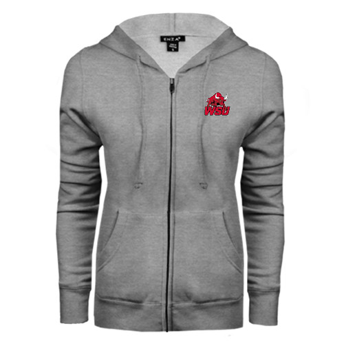 ENZA Womens Grey Fleece Full Zip Hoodie-Official Logo