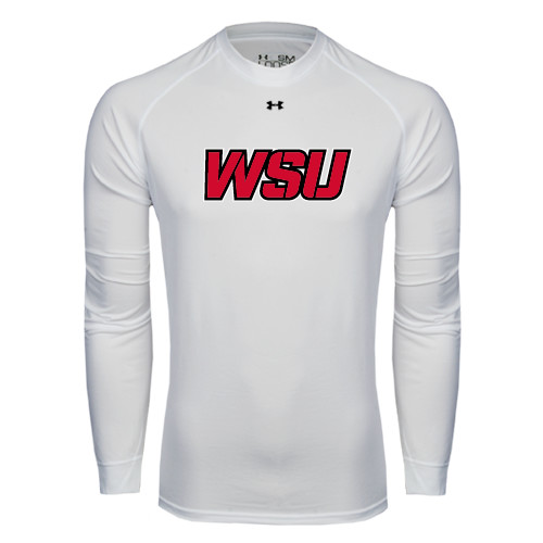 Under Armour White Long Sleeve Tech Tee-WSU