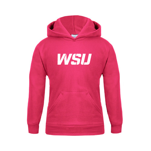 Youth Hot Pink Fleece Hoodie-WSU