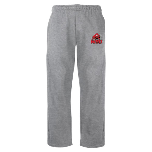 Grey Fleece Open Bottom Pant-Official Logo