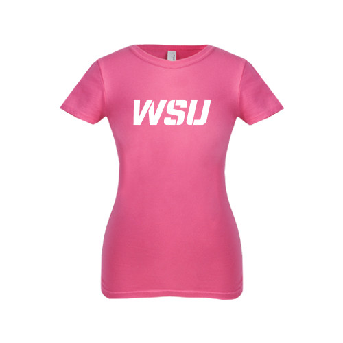 Next Level Girls Fuchsia Fashion Fit T Shirt-WSU
