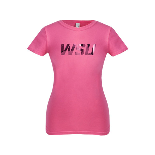 Next Level Girls Fuchsia Fashion Fit T Shirt-WSU Foil