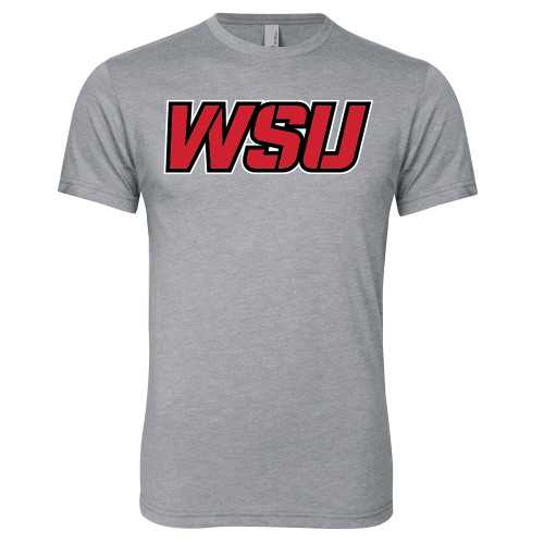 Next Level Heather Grey Triblend Tee-WSU