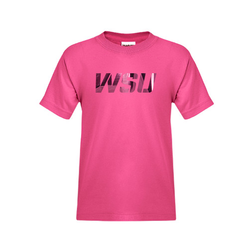 Youth Hot Pink T Shirt-WSU Foil