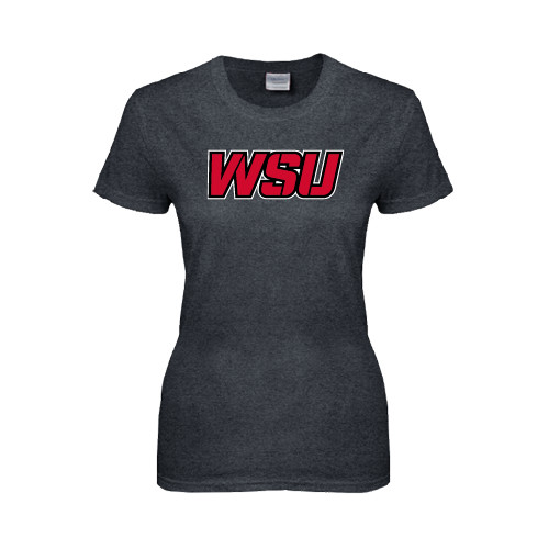 Womens Dark Heather Short Sleeve Tee-WSU