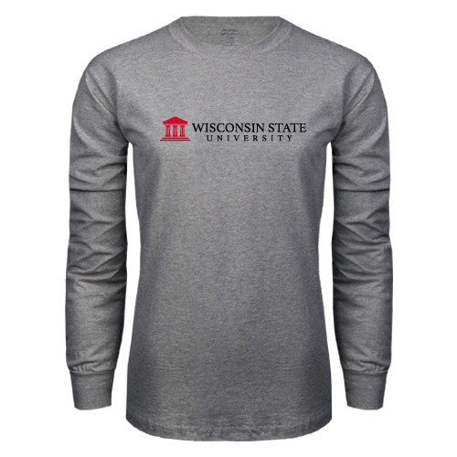 Grey Long Sleeve T Shirt-University Wordmark