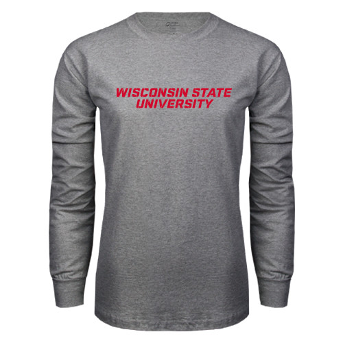 Grey Long Sleeve T Shirt-Athletic Wordmark