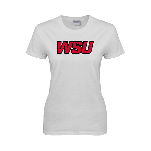Womens White Short Sleeve Tee-WSU