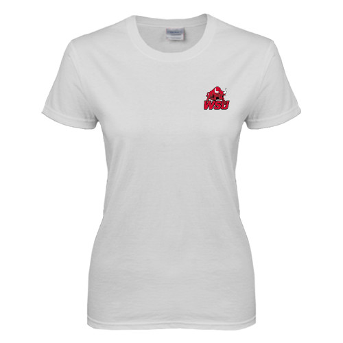 Womens White Short Sleeve Tee-Official Logo