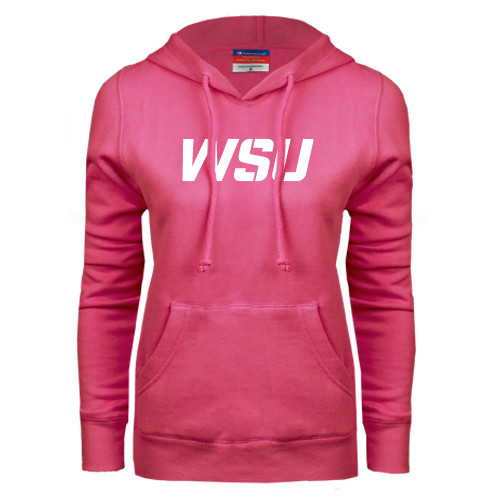 Womens Fuchsia Fleece Hoodie-WSU