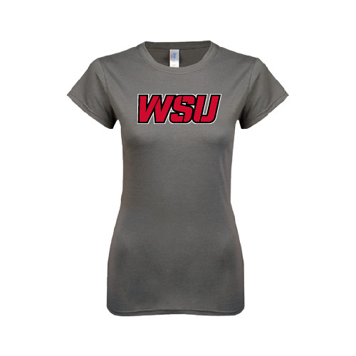 Next Level Womens Charcoal Boyfriend Tee-WSU