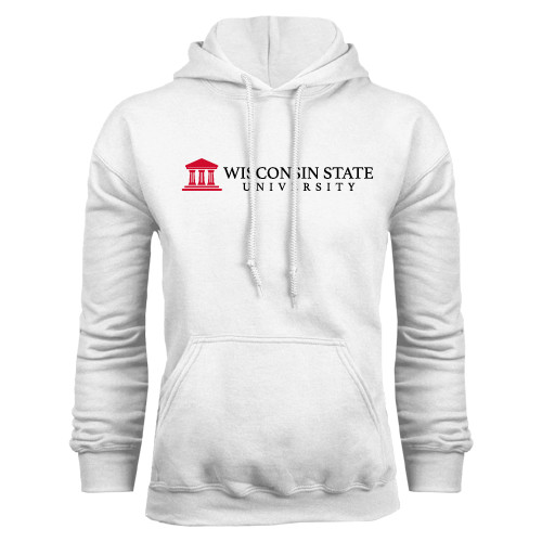 White Fleece Hoodie-University Wordmark
