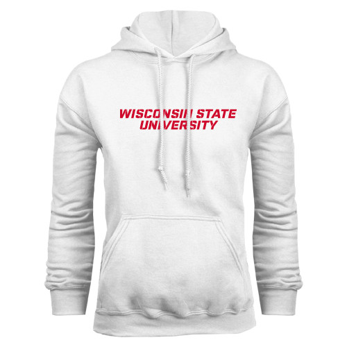 White Fleece Hoodie-Athletic Wordmark