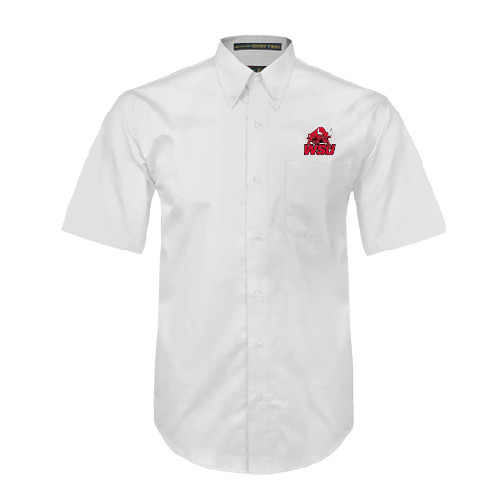 White Twill Button Down Short Sleeve-Official Logo