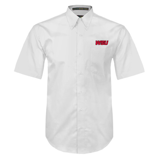 White Twill Button Down Short Sleeve-WSU