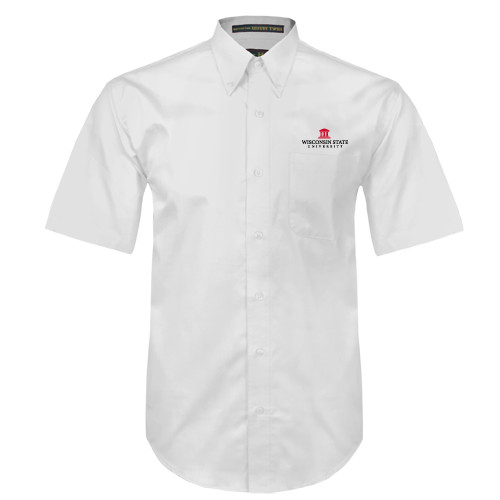 White Twill Button Down Short Sleeve-University Mark
