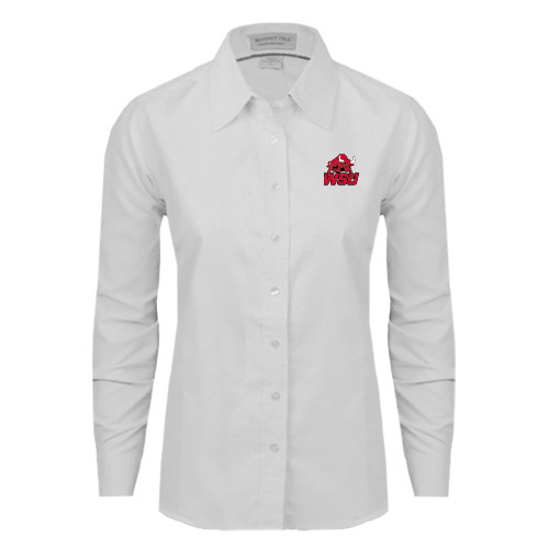 Womens White Oxford Shirt-Official Logo