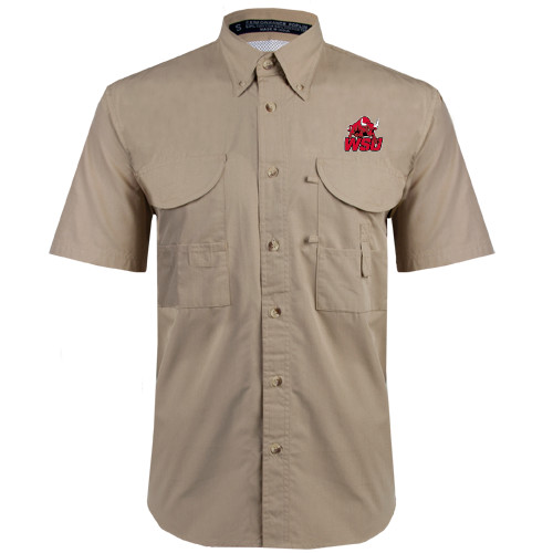 Khaki Fishing Shirt Performance Short Sleeve-Official Logo