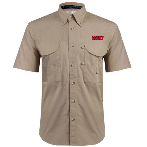 Khaki Fishing Shirt Performance Short Sleeve-WSU