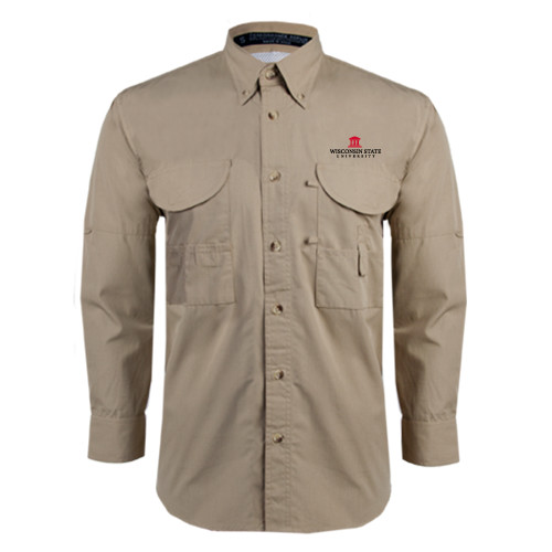 Khaki Fishing Shirt Performance Long Sleeve-University Mark