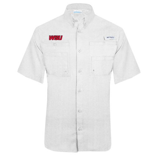 Columbia White Tamiami Performance Short Sleeve Shirt-WSU