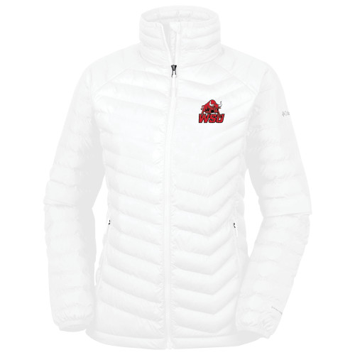 Columbia Womens White Powder Lite Jacket-Official Logo