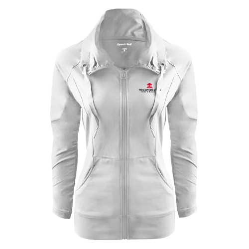 Womens White Sport Wick Stretch Full Zip Jacket-University Mark