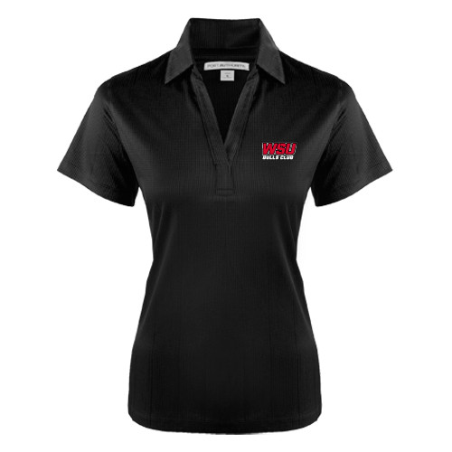 Womens Black Performance Fine Jacquard Polo-Bulls Club