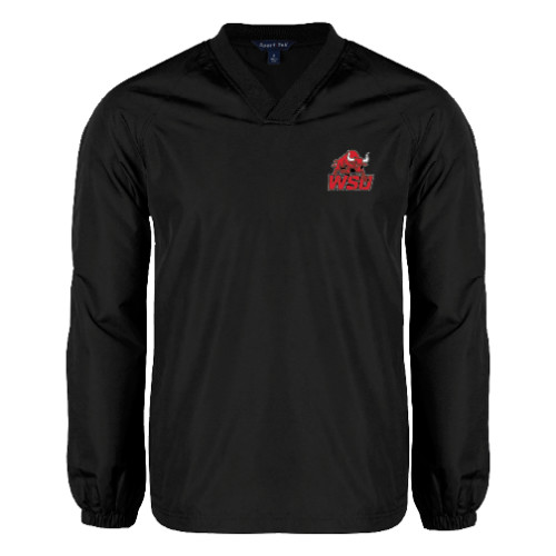 Black V Neck Raglan Windshirt-Official Logo