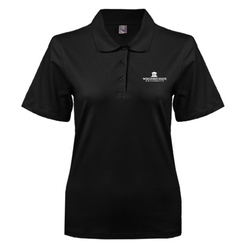 Womens Silk Touch Black Pique Polo-University Mark