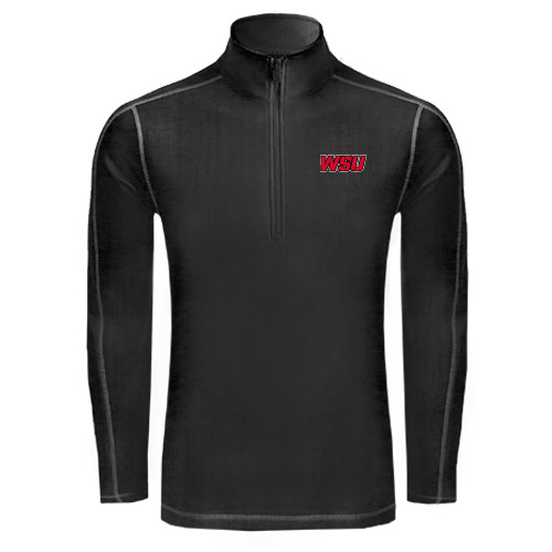 Sport Tek Black Sport Wick Stretch 1/2 Zip Pullover-WSU