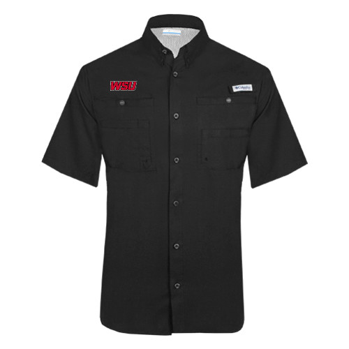 Columbia Black Tamiami Performance Short Sleeve Shirt-WSU