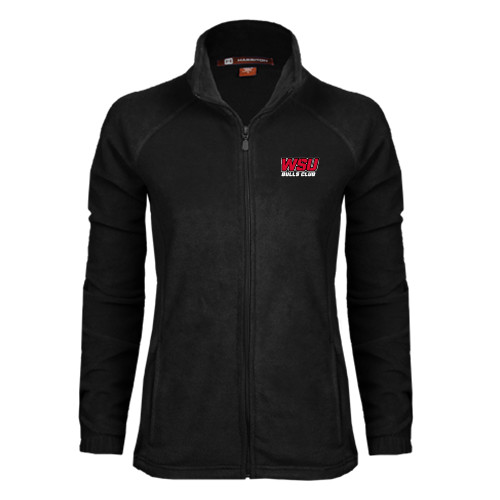 Womens Black Fleece Full Zip Jacket-Bulls Club