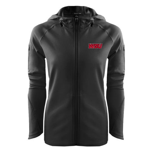 Womens Black Tech Fleece Full Zip Hooded Jacket-WSU