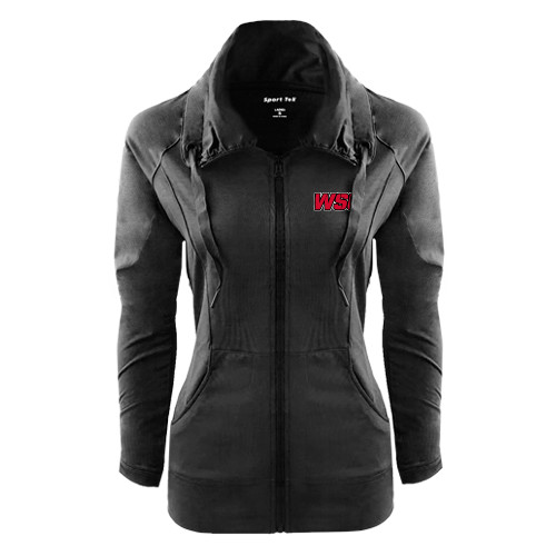 Womens Black Sport Wick Stretch Full Zip Jacket-WSU