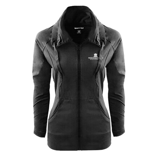Womens Black Sport Wick Stretch Full Zip Jacket-University Mark