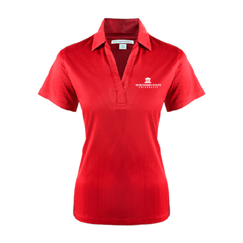 Womens Red Performance Fine Jacquard Polo-University Mark