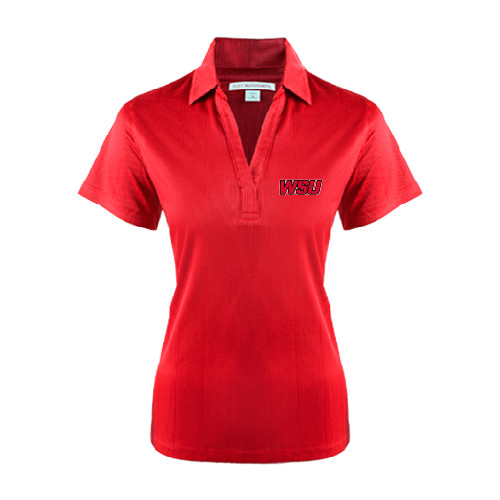 Womens Red Performance Fine Jacquard Polo-WSU