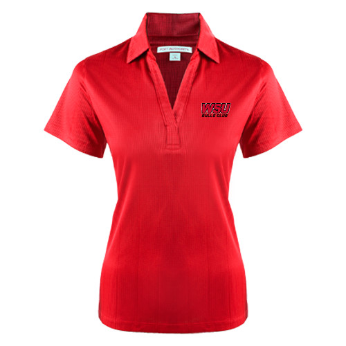Womens Red Performance Fine Jacquard Polo-Bulls Club